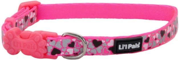 Li'L Pals Reflective Collar (Color: Pink with Hearts)